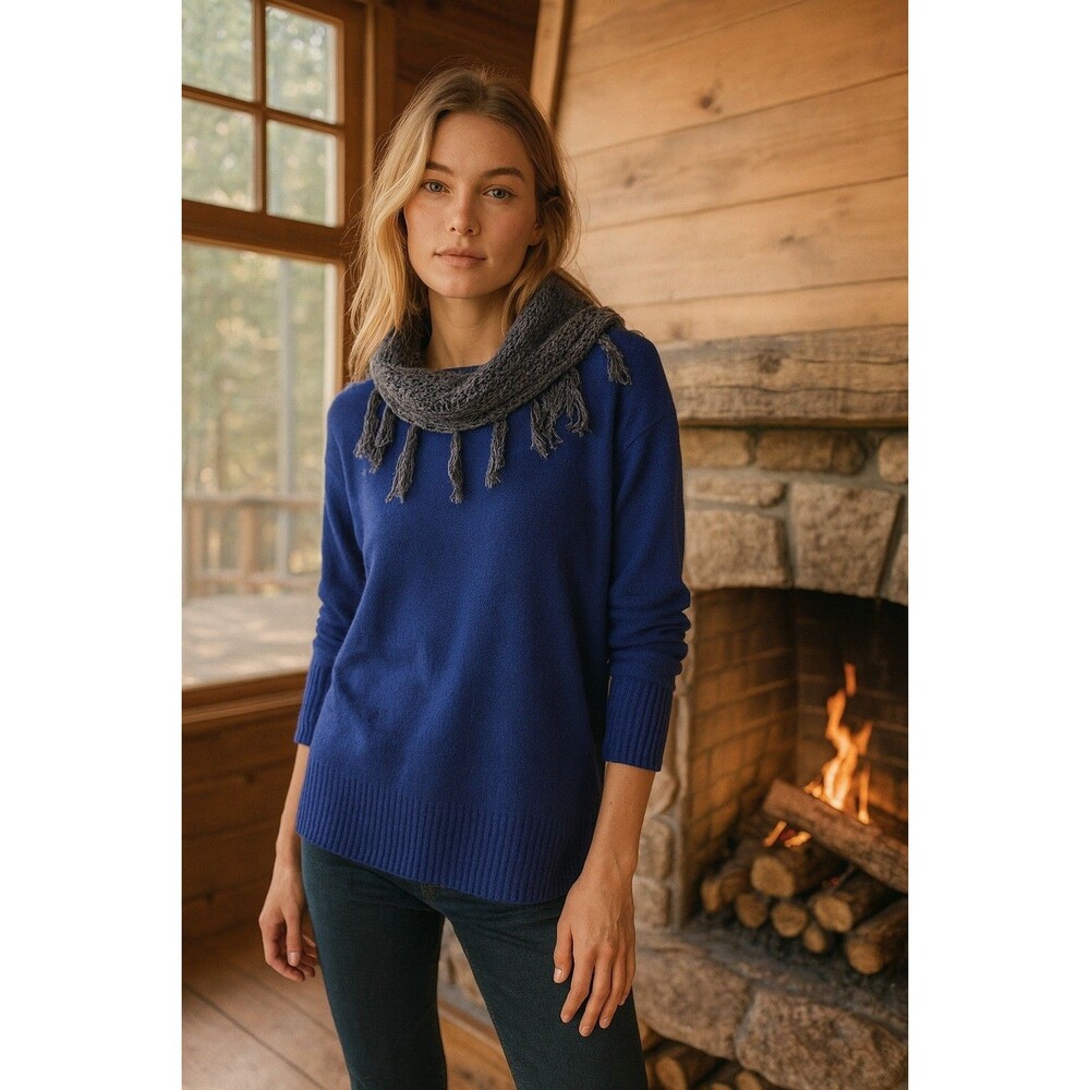 A.N.A. Women's S Royal Blue Sweater with infinity scarf